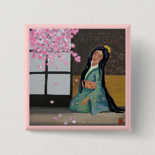 Bóton Quadrado 5.08cm primavera sakura