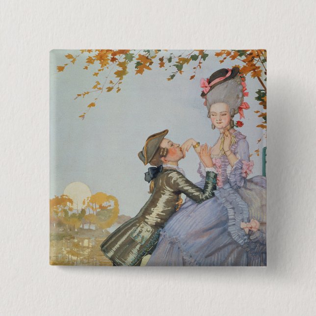 Bóton Quadrado 5.08cm Primeiro Amor, 1916 (Frente)