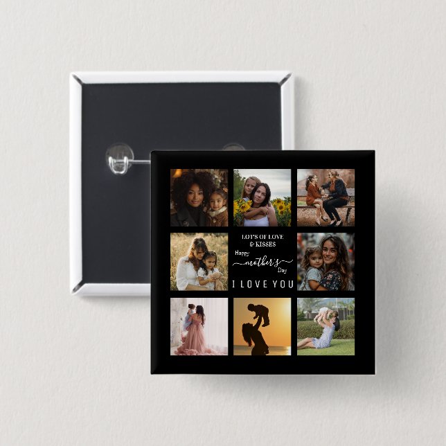 Bóton Quadrado 5.08cm Primeiro dia de as mães elegante (Frente & Verso)