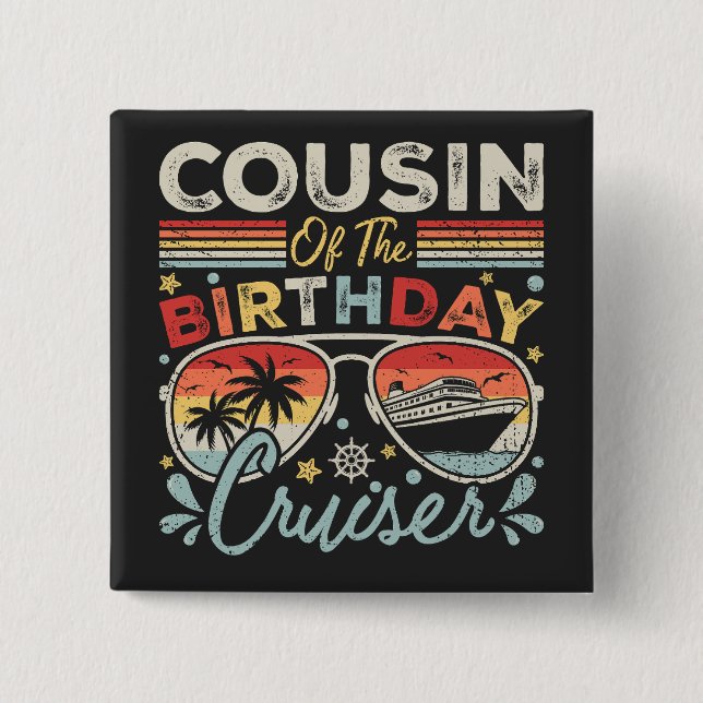 Bóton Quadrado 5.08cm Primo da Praça das Férias do Cruzador de Aniversár (Frente)