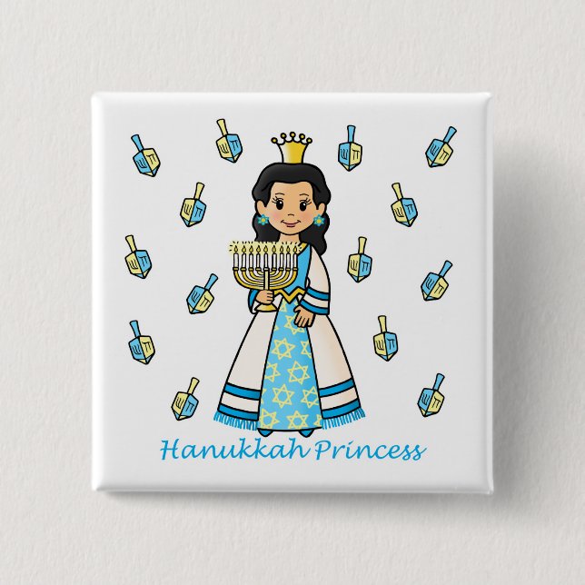 Bóton Quadrado 5.08cm Princesa Anular de Hanukkah (Frente)