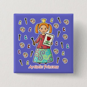 Bóton Quadrado 5.08cm Princesa artística