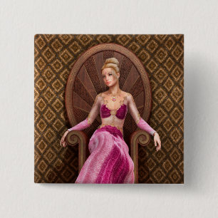 Bóton Quadrado 5.08cm Princesa de Conto de Fadas