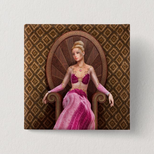 Bóton Quadrado 5.08cm Princesa de Conto de Fadas (Frente)