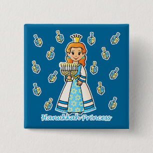 Bóton Quadrado 5.08cm Princesa de Hanukkah
