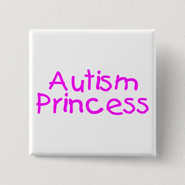 Bóton Quadrado 5.08cm Princesa do autismo (rosa) (Frente)
