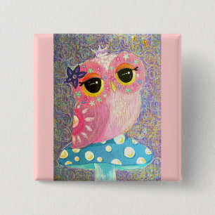 Bóton Quadrado 5.08cm Princesa feericamente Botão da coruja