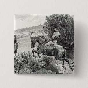 Bóton Quadrado 5.08cm Príncipe Albert que caça perto do castelo de