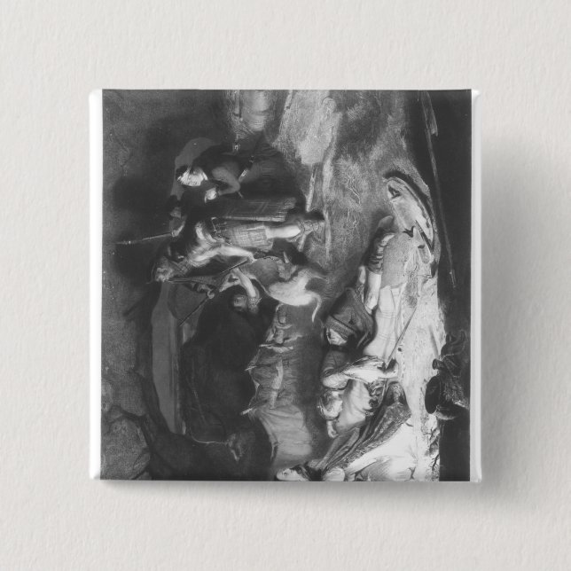 Bóton Quadrado 5.08cm Príncipe Bonnie Charlie em esconder (Frente)