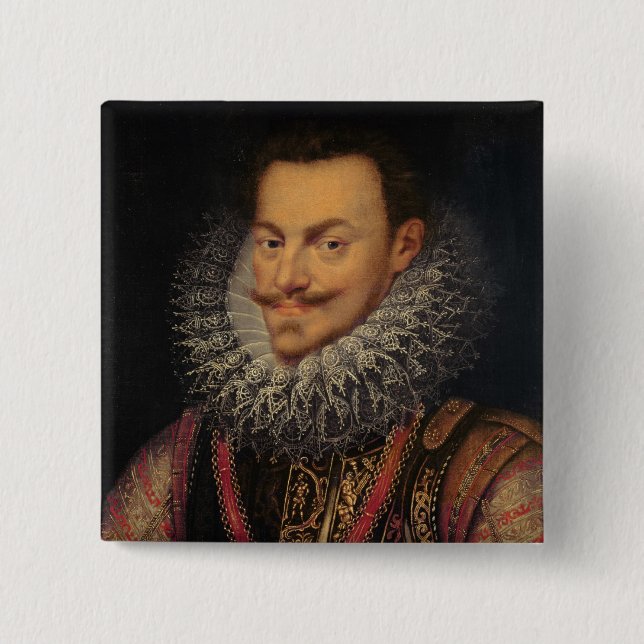 Bóton Quadrado 5.08cm Príncipe de Philip William da laranja (Frente)