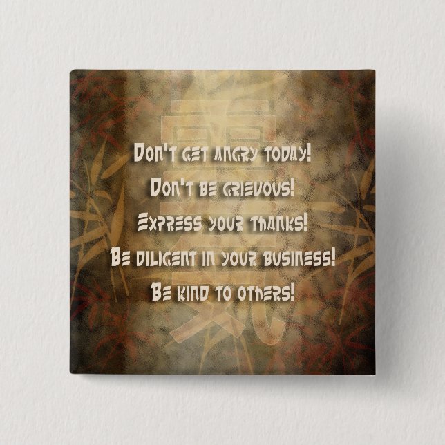 Bóton Quadrado 5.08cm Princípios REIKI Usui (Frente)