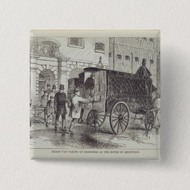 Bóton Quadrado 5.08cm Prisão Van que toma acima dos prisioneiros na casa (Frente)