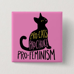 Bóton Quadrado 5.08cm Pró-gatos Pro-Choice pró-feminismo