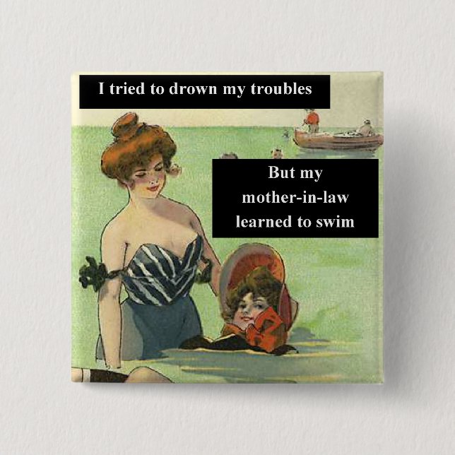 Bóton Quadrado 5.08cm Problemas com a sogra (Frente)