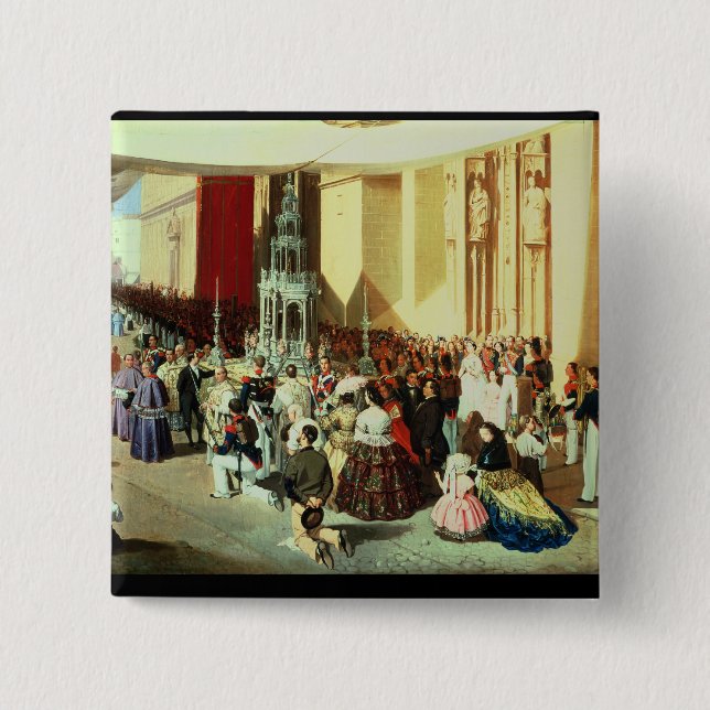 Bóton Quadrado 5.08cm Procissão de Corpus Christi em Sevilha (Frente)