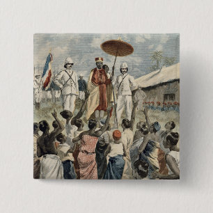 Bóton Quadrado 5.08cm Proclamação do rei novo de Dahomey