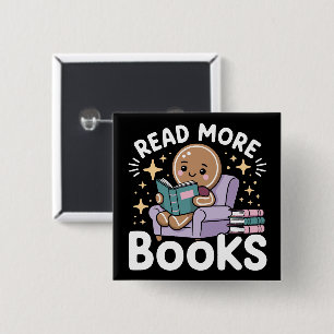 Bóton Quadrado 5.08cm Professor de Natal Leia Mais Livros Engraçado