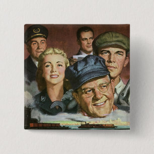 Bóton Quadrado 5.08cm Profissões empresariais, Patriotismo Patriótico Vi