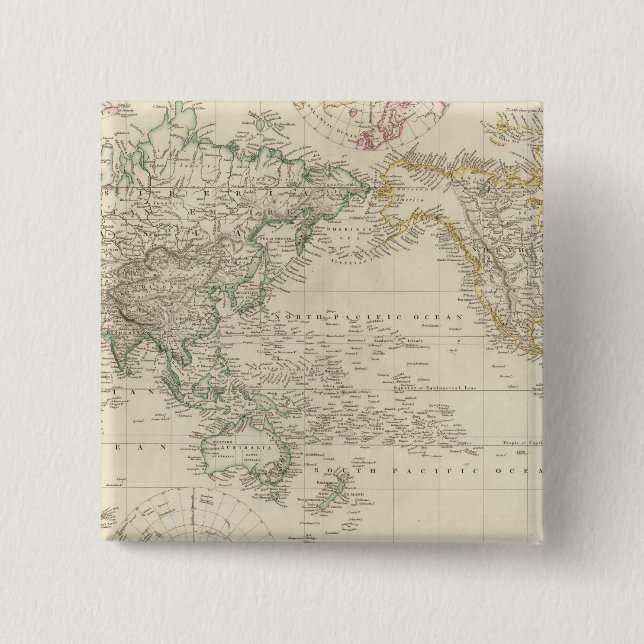 Bóton Quadrado 5.08cm Projeção mundial de mercadores (Frente)