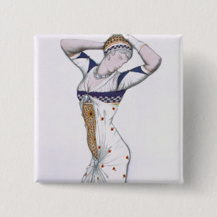 Bóton Quadrado 5.08cm Projete de uma fantasia de Traje moderno, 1912