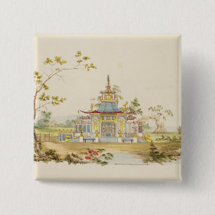 Bóton Quadrado 5.08cm Projete para um templo chinês, c.1810 (caneta &