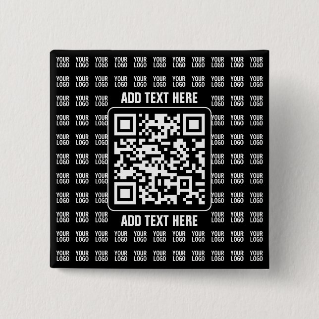 Bóton Quadrado 5.08cm Promotional QR code (editable) plus Logo Pattern (Frente)