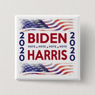 Bóton Quadrado 5.08cm Promover a votação de Biden Harris 2020