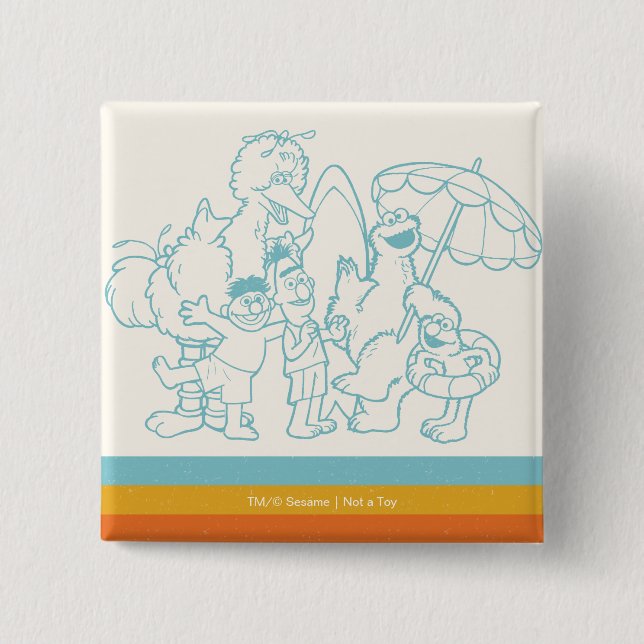 Bóton Quadrado 5.08cm Pronto para a Praia (Frente)