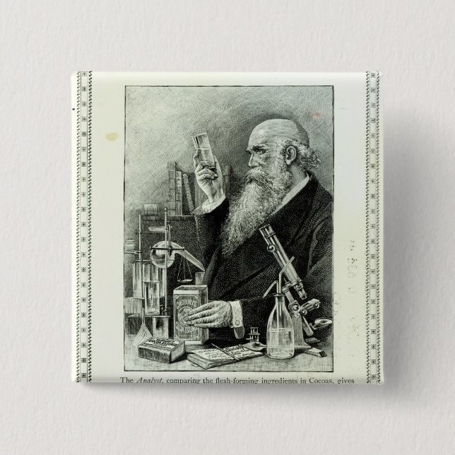 Bóton Quadrado 5.08cm Propaganda para 'o Cocoa de Cadbury (Frente)