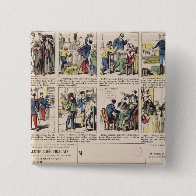 Bóton Quadrado 5.08cm Propaganda republicana (Frente)