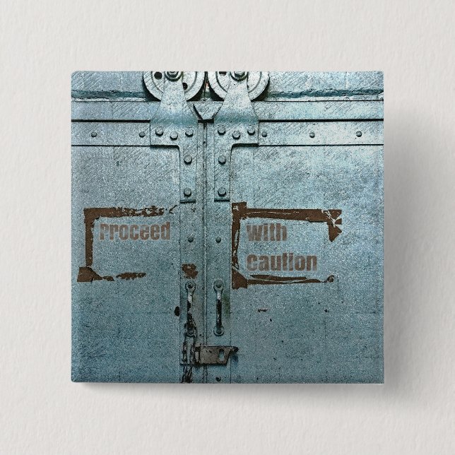 Bóton Quadrado 5.08cm Prossiga com a porta industrial de cinzas azuis de (Frente)