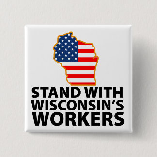 Bóton Quadrado 5.08cm Protestos em Wisconsin