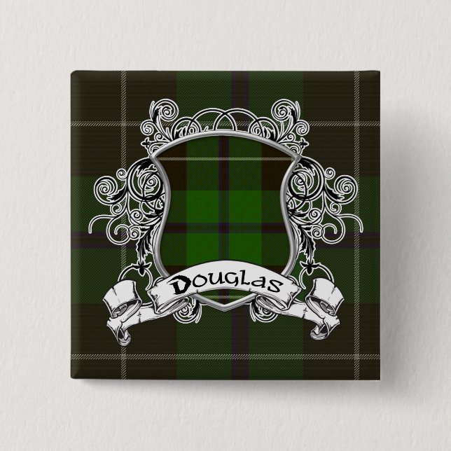 Bóton Quadrado 5.08cm Protetor do Tartan de Douglas (Frente)