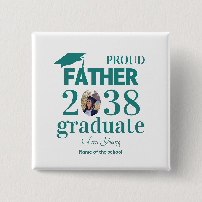 Bóton Quadrado 5.08cm Proud Father personalized graduation (Frente)