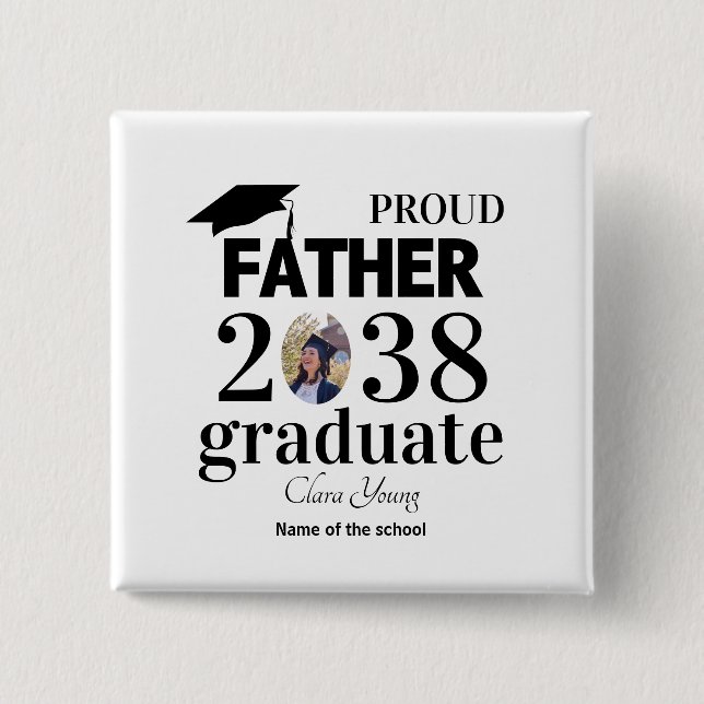 Bóton Quadrado 5.08cm Proud Father personalized graduation (Frente)