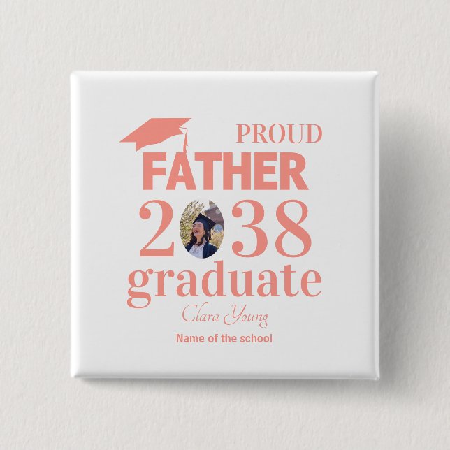 Bóton Quadrado 5.08cm Proud Father personalized graduation (Frente)
