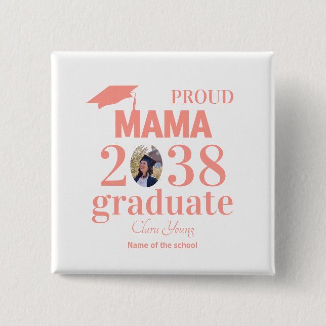 Bóton Quadrado 5.08cm Proud mama personalized graduation (Frente)