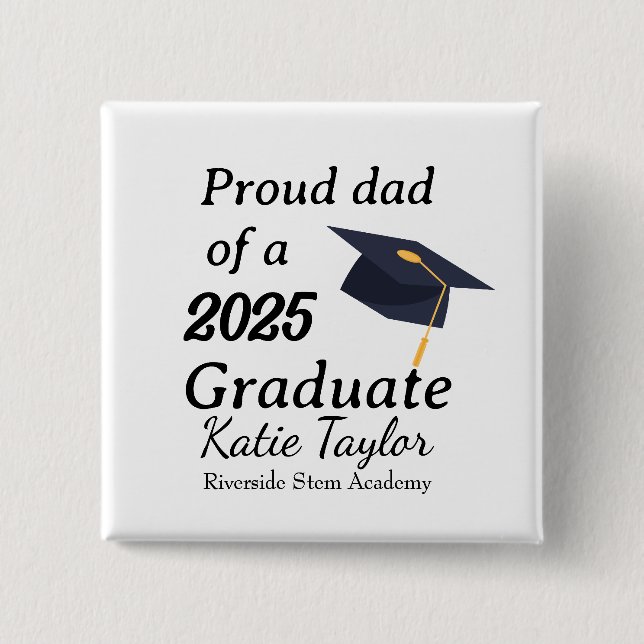 Bóton Quadrado 5.08cm Proud mom of graduate  (Frente)