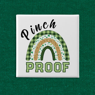 Bóton Quadrado 5.08cm Prova de Beliscão Plaid Verde Arco-íris do Dia de