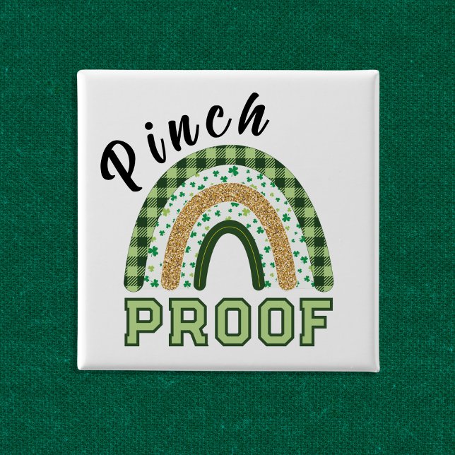 Bóton Quadrado 5.08cm Prova de Beliscão Plaid Verde Arco-íris do Dia de  (Criador carregado)