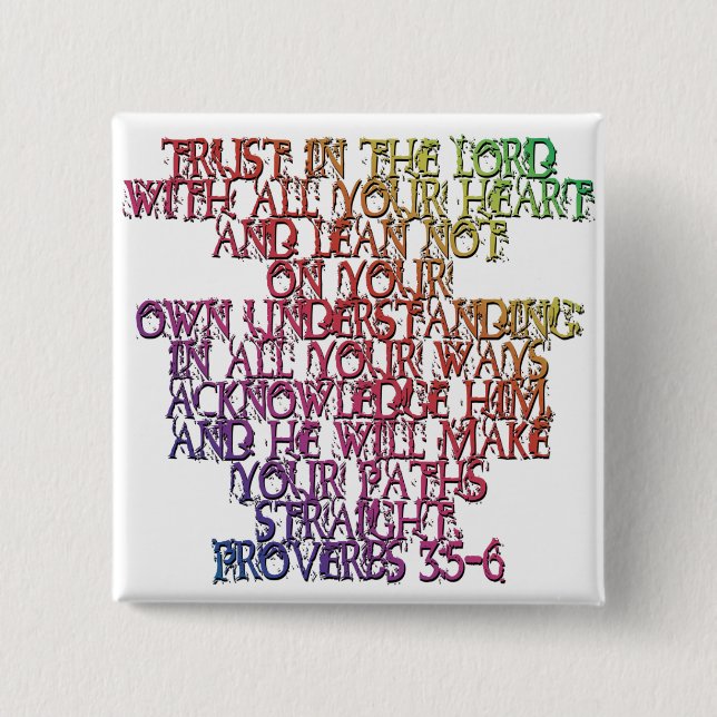 Bóton Quadrado 5.08cm Provérbios 3:5-6 (Frente)