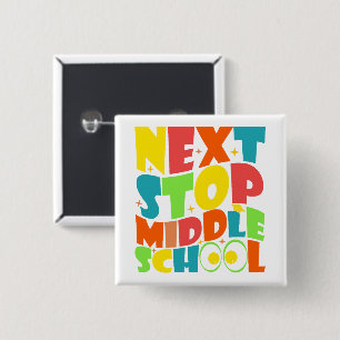 Bóton Quadrado 5.08cm Próxima Parada Engraçada Engraçada Escola Meninos