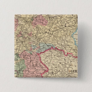 Bóton Quadrado 5.08cm Prússia, mapa dos Estados Alemães