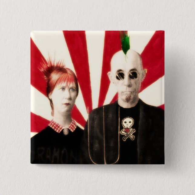 Bóton Quadrado 5.08cm Punk americano Butt'n (Frente)