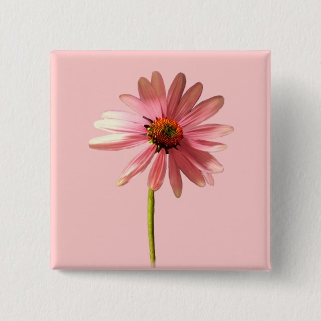 Bóton Quadrado 5.08cm Purple Cone Flower Echinacea (Frente)