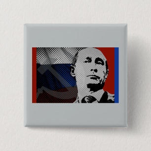 Bóton Quadrado 5.08cm Putin com bandeira do russo