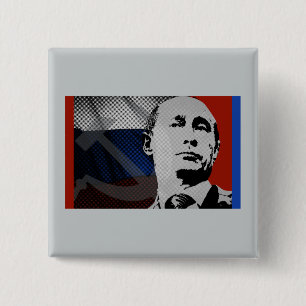 Bóton Quadrado 5.08cm Putin com bandeira russa