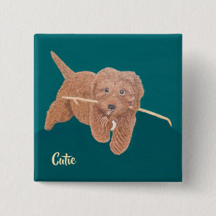 Bóton Quadrado 5.08cm Quadrado Cutie Golden Doodle