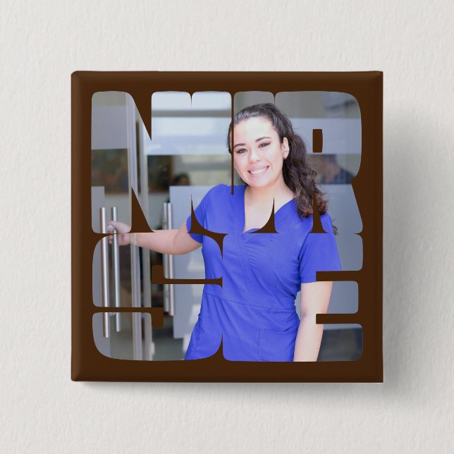 Bóton Quadrado 5.08cm quadrado de fotos personalizadas da enfermeira (Frente)