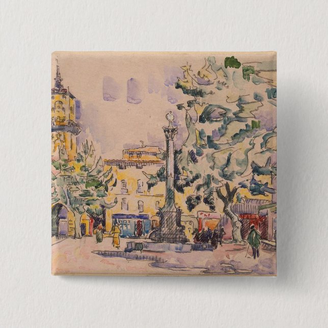 Bóton Quadrado 5.08cm Quadrado do hotel de Ville em Aix-en-Provence (Frente)